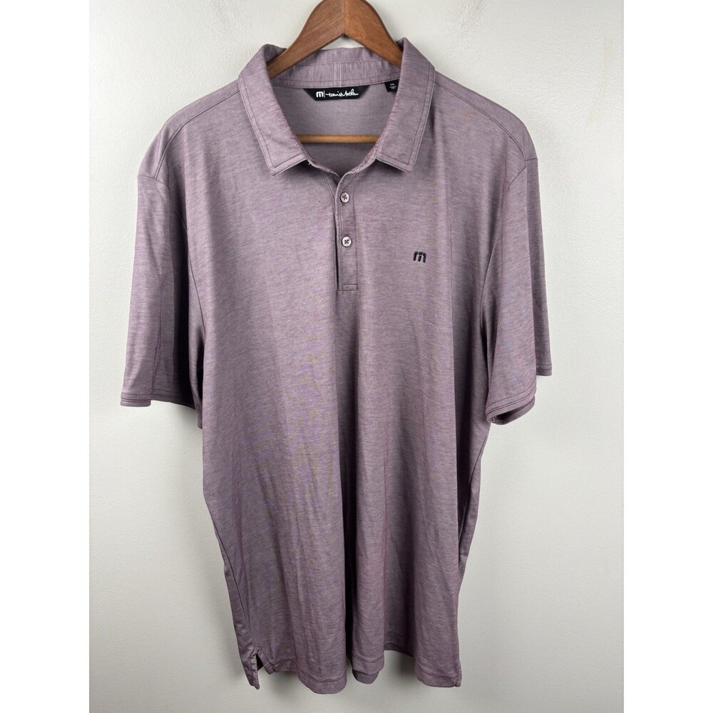 Travis Mathew Polo Shirt Mens XXL Maroon Heathered Short Sleeve Stretch Golf